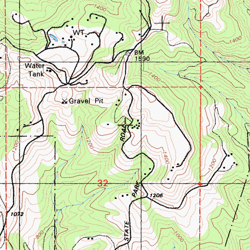 Topographic Map of Horseshoe Ranch, CA
