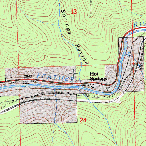 Topographic Map of Hot Springs Ravine, CA