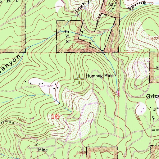 Topographic Map of Humbug Mine, CA