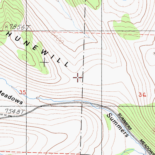 Topographic Map of Hunewill Hills, CA