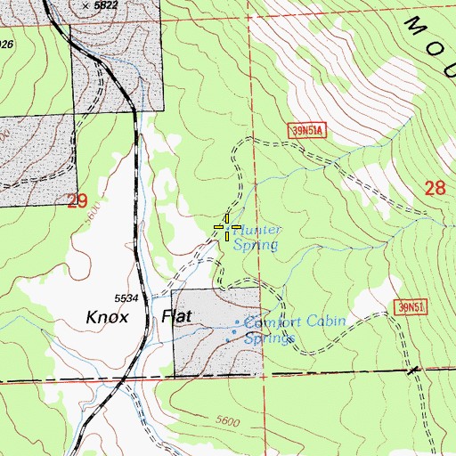 Topographic Map of Hunter Spring, CA