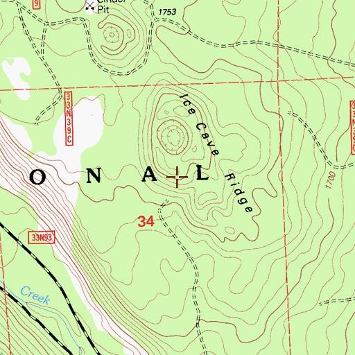 Topographic Map of Ice Cave Ridge, CA