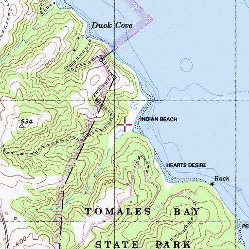 Topographic Map of Indian Beach, CA