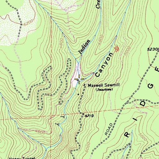 Topographic Map of Indian Creek, CA