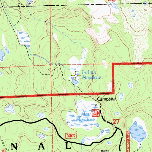 Topographic Map of Indian Meadow, CA
