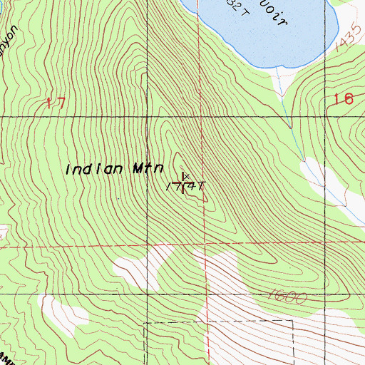 Topographic Map of Indian Mountain, CA