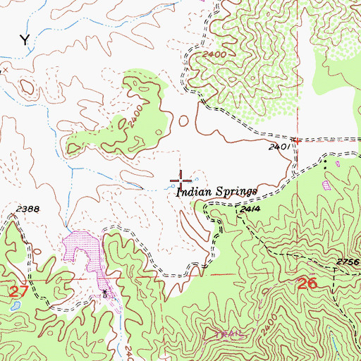 Topographic Map of Indian Springs, CA