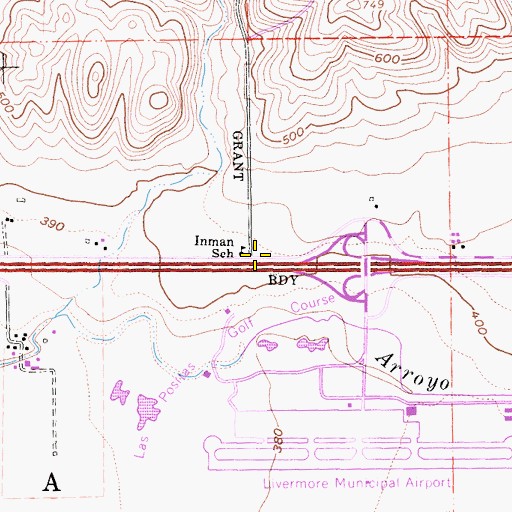 Topographic Map of Inman School, CA