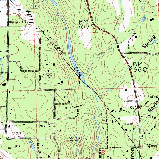 Topographic Map of Irish Ravine, CA