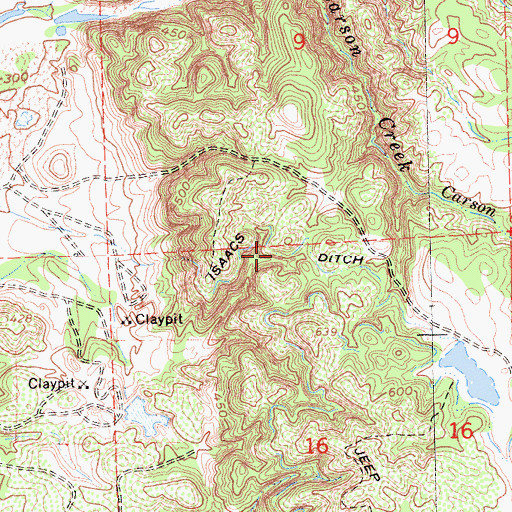 Topographic Map of Isaacs Ditch, CA