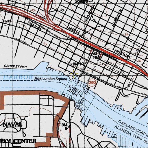 Topographic Map of Jack London Square, CA