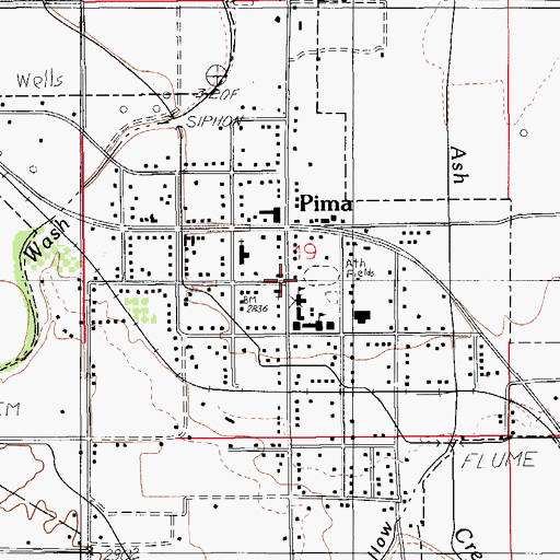 Topographic Map of Pima Elementary School, AZ