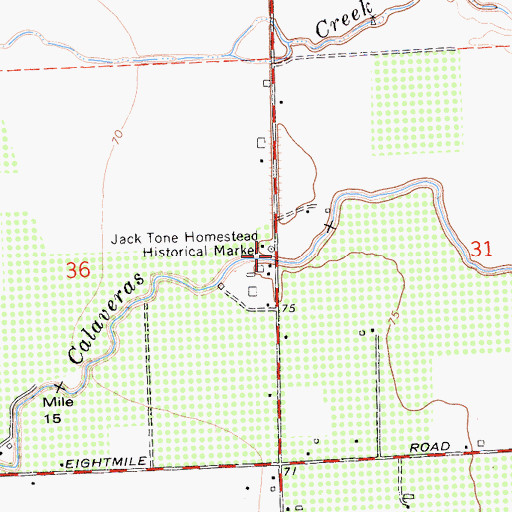 Topographic Map of Jack Tone Homestead Historical Marker, CA