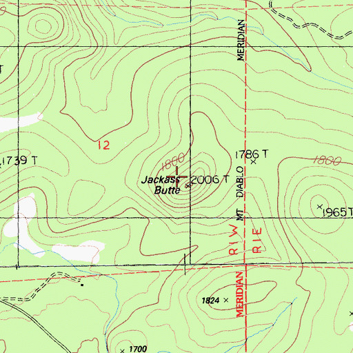 Topographic Map of Jackass Butte, CA