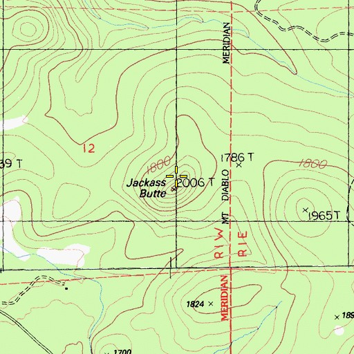 Topographic Map of Jackass Butte, CA