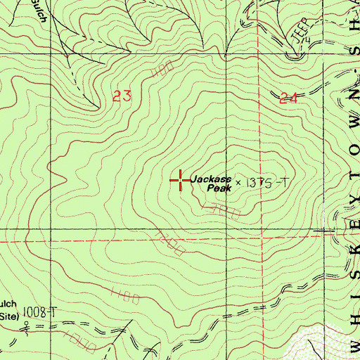 Topographic Map of Jackass Peak, CA
