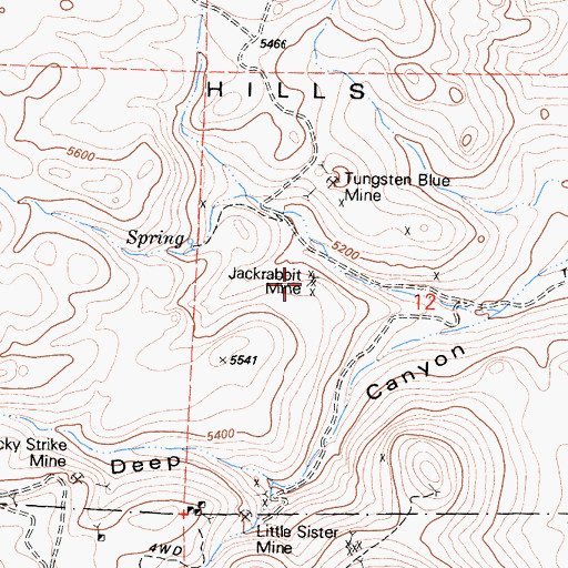 Topographic Map of Jackrabbit Mine, CA