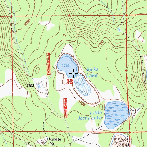 Topographic Map of Jacks Lake, CA