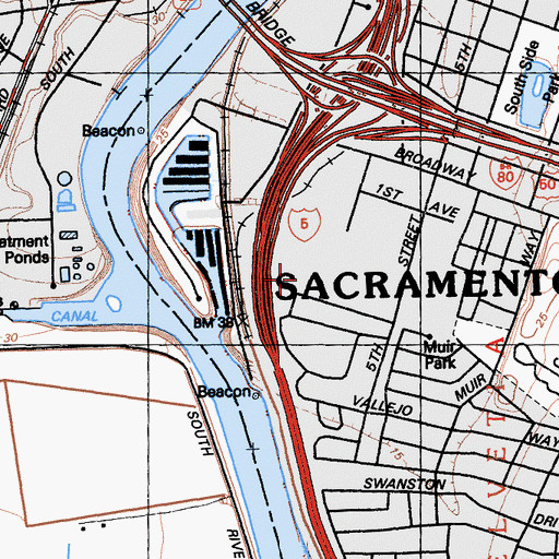 Topographic Map of Jedediah Smith Elementary School, CA
