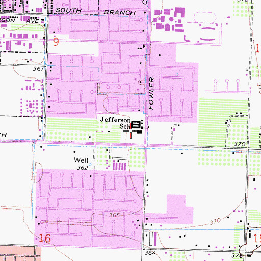 Topographic Map of Jefferson Elementary School, CA
