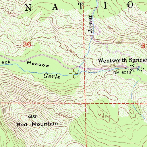 Topographic Map of Jerrett Creek, CA