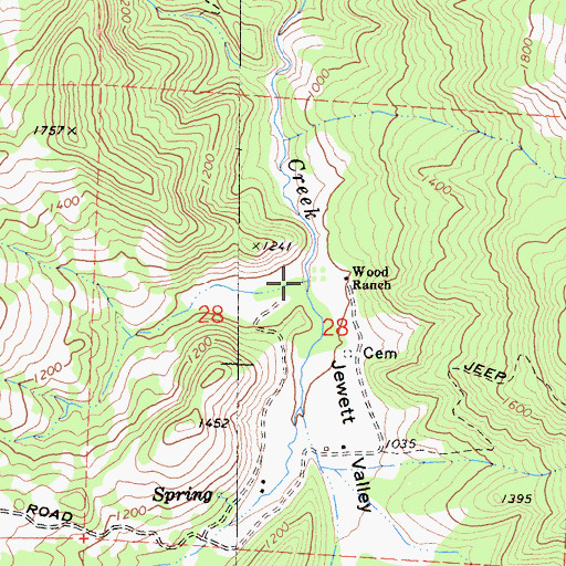 Topographic Map of Jewett Valley, CA