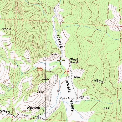 Topographic Map of Jewett Valley, CA