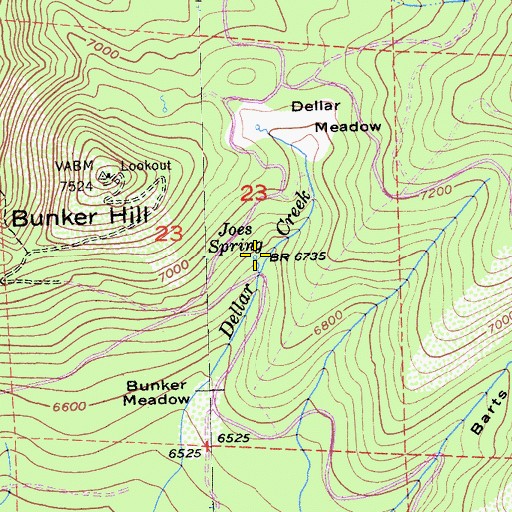 Topographic Map of Joes Spring, CA