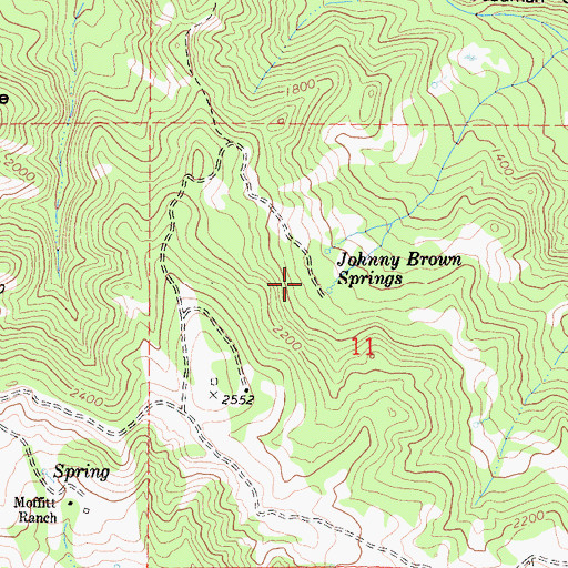Topographic Map of Johnny Brown Springs, CA