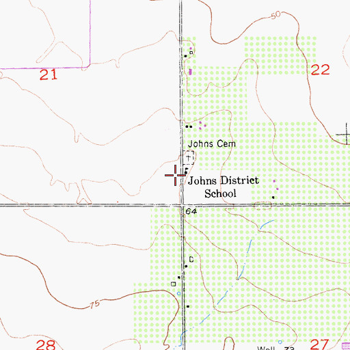 Topographic Map of Johns District School, CA