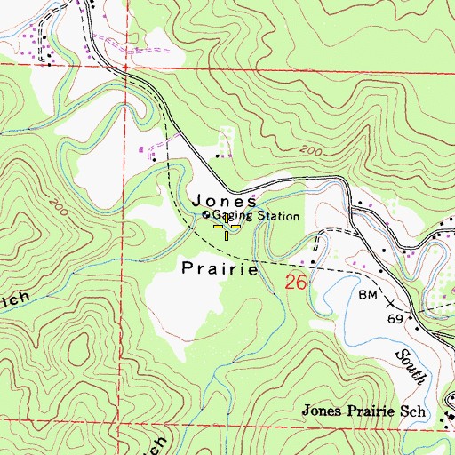 Topographic Map of Jones Prairie, CA