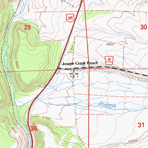 Topographic Map of Joseph Creek Ranch, CA