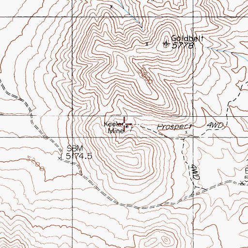Topographic Map of Keeler Mine, CA