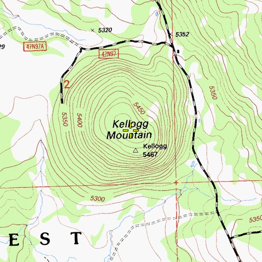 Topographic Map of Kellogg Mountain, CA