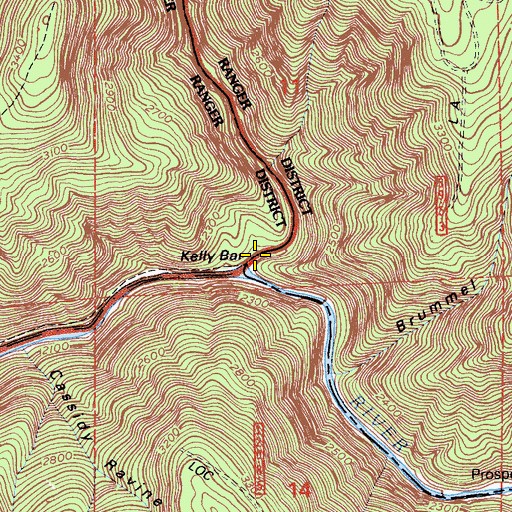 Topographic Map of Kelly Bar, CA