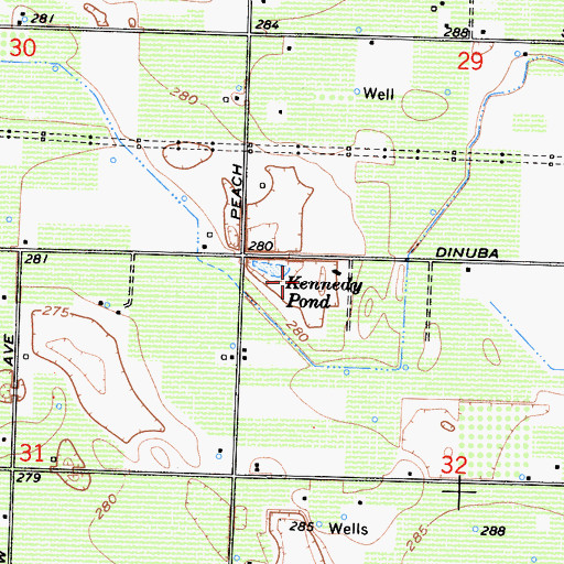 Topographic Map of Kennedy Pond, CA