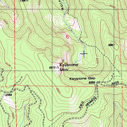 Topographic Map of Keystone Mountain, CA