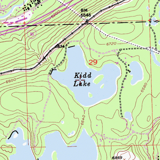 Topographic Map of Kidd Lake, CA