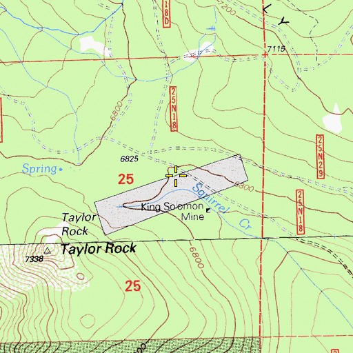 Topographic Map of King Solomon Mine, CA