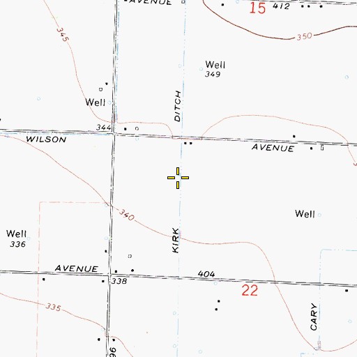 Topographic Map of Kirk Ditch, CA