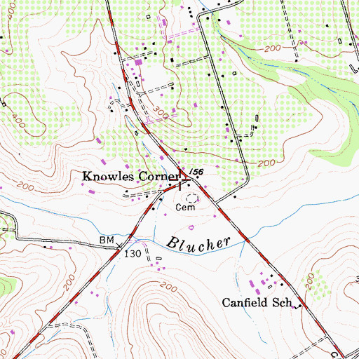 Topographic Map of Knowles Corner, CA