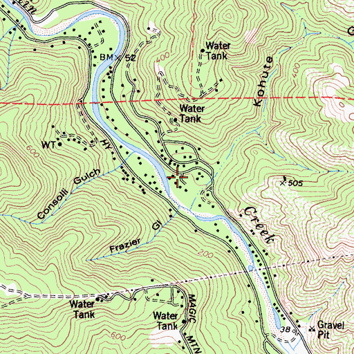 Topographic Map of Kohute Gulch, CA