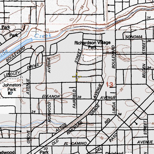 Topographic Map of La Palmas Junior High School (historical), CA