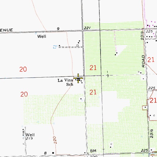 Topographic Map of La Vina School, CA