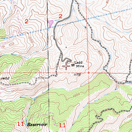 Topographic Map of Ladd Mine, CA
