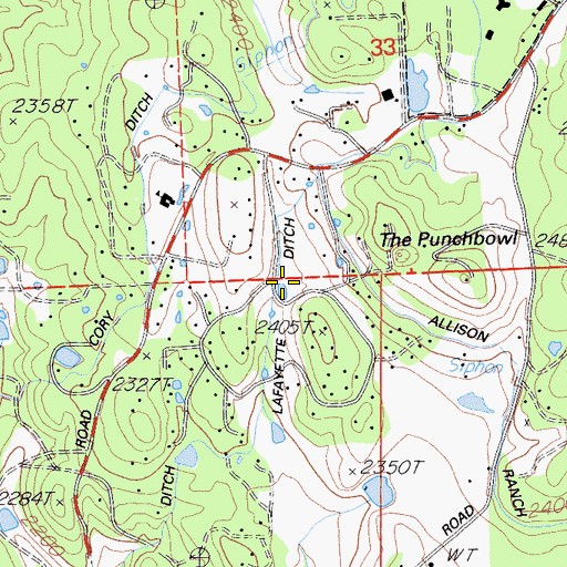 Topographic Map of Lafayette Ditch, CA