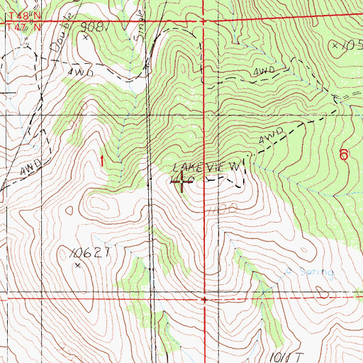 Topographic Map of Lakeview Lookout, CA