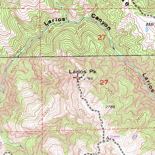 Topographic Map of Larios Peak, CA