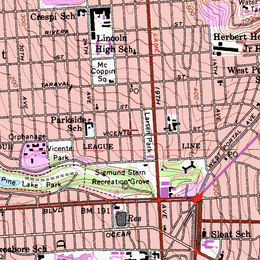 Topographic Map of Larsen Park, CA