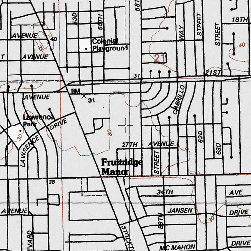 Topographic Map of Peter Lassen Junior High (historical), CA